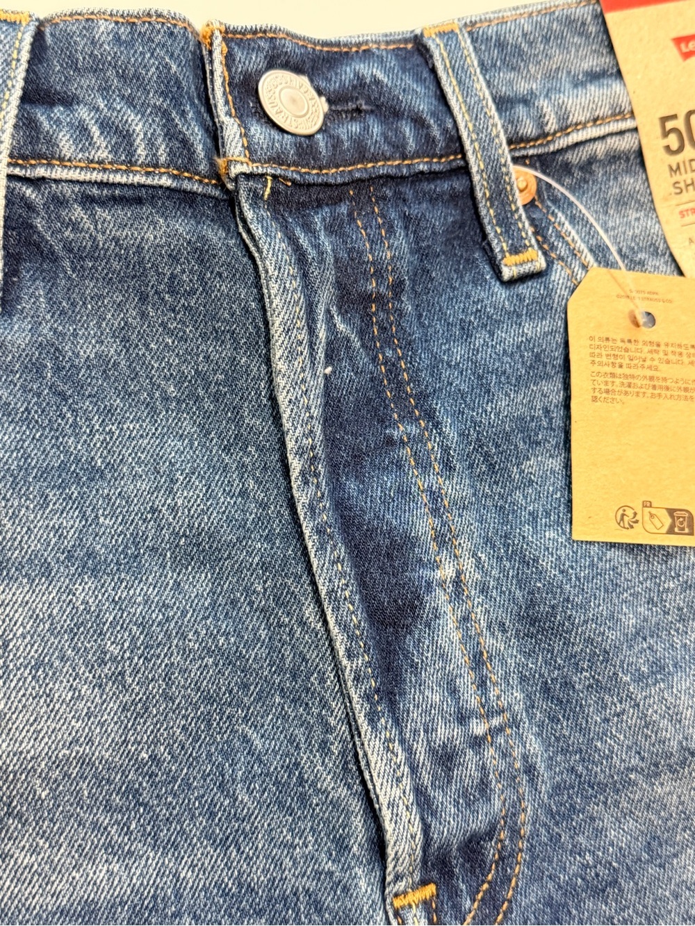 Levi’s Women’s 501 Mid-Thigh Shorts Size 28 Blue Denim High Rise NWT - Picture 13 of 16